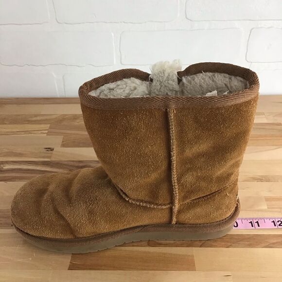 UGG tan suede leather Koolaburra black flat boots sherpa size 4 - Picture 12 of 16